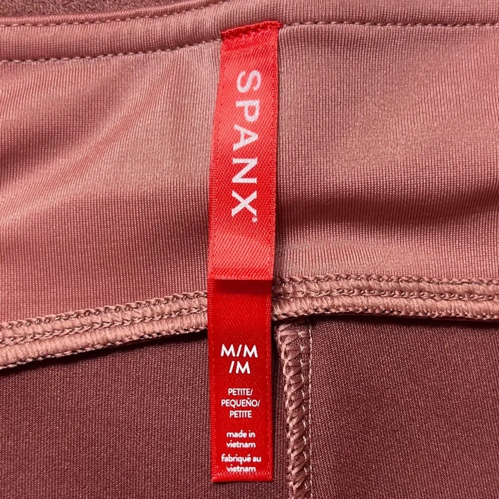 Spanx Women Medium Petite Rich Rose Pink Faux Suede Legging‎